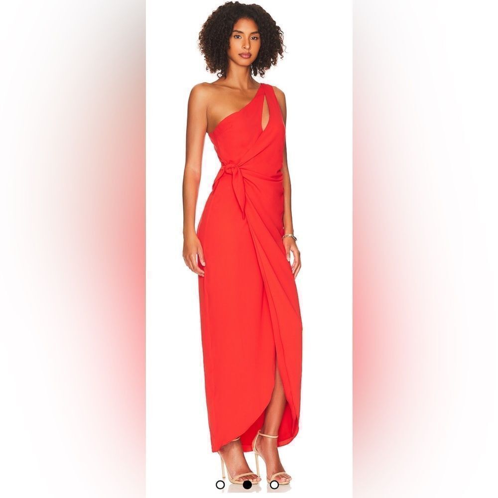 NEW NWOT Amanda Uprichard Revolve Conetta One Shoulder Wrap Maxi Gown red size S